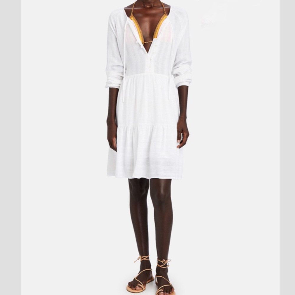 Rails Jayla White Textured Stripe Tunic Dress Sz Small